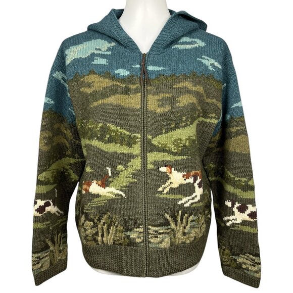 Vintage Ralph Lauren Wool Dog Hunt Cardigan Sweater Hoodie Jacket - Picture 7 of 16